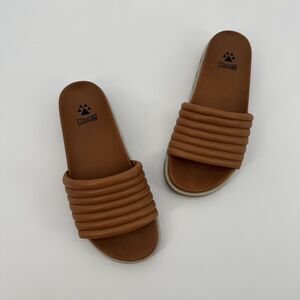 Cougar Naomi Cognac Leather Slide Sandals Size 7.5M Classic Designer